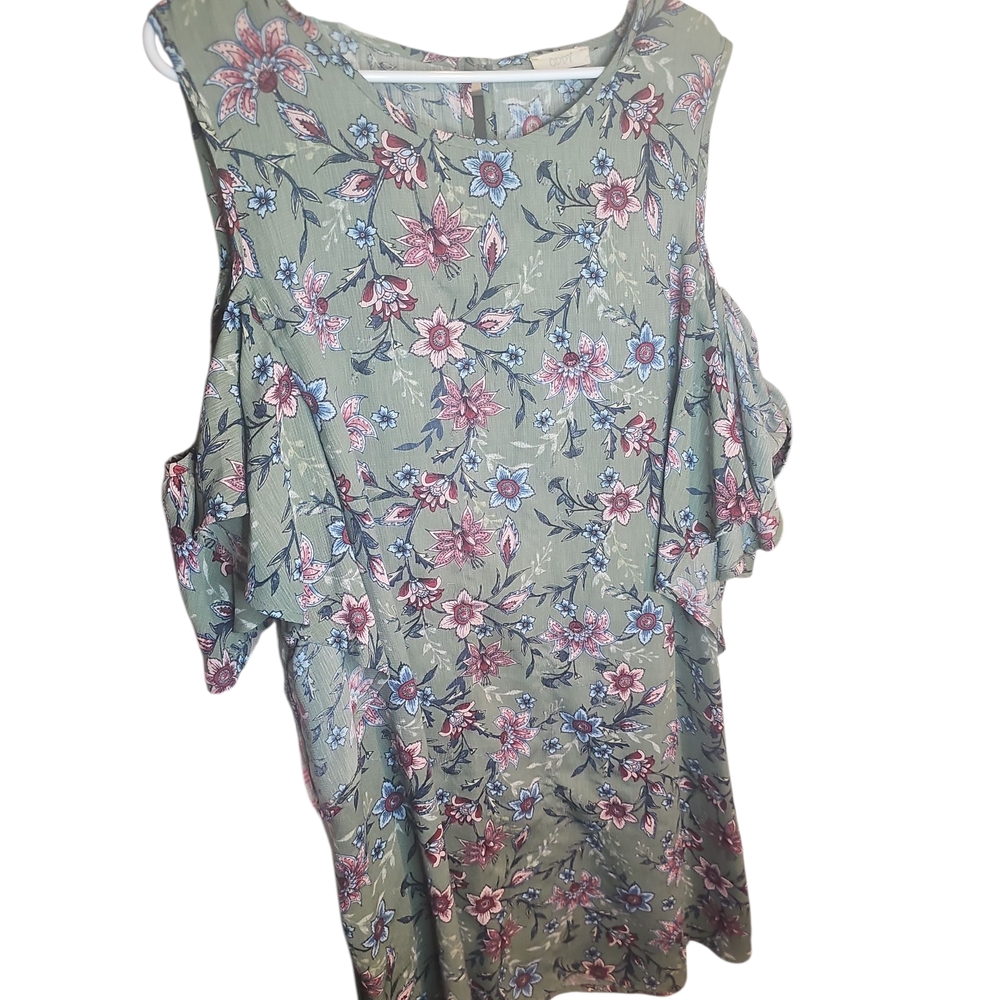 ODDY Floral Midi Dress in Green and Pink